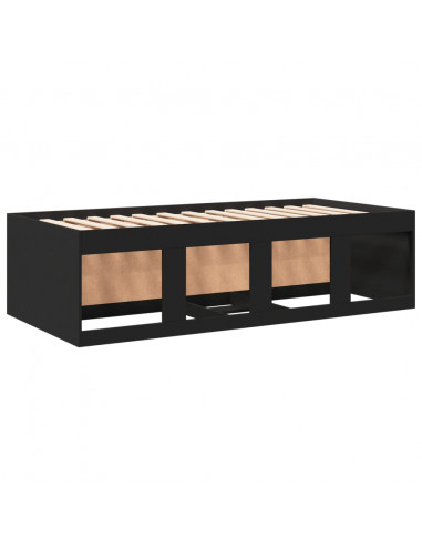 Divano Letto con Cassetti Nero 75x190 cm in Legno Multistrato