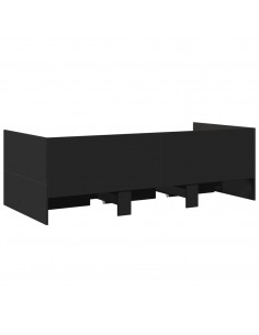 Divano Letto con Cassetti Nero 75x190 cm in Legno Multistrato 2