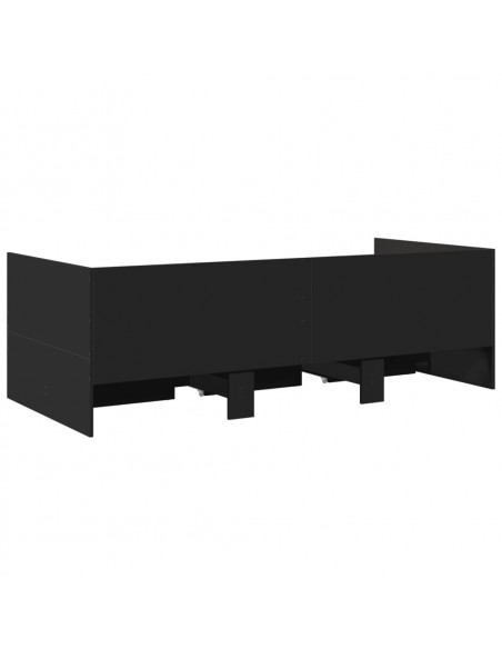 Divano Letto con Cassetti Nero 75x190 cm in Legno Multistrato