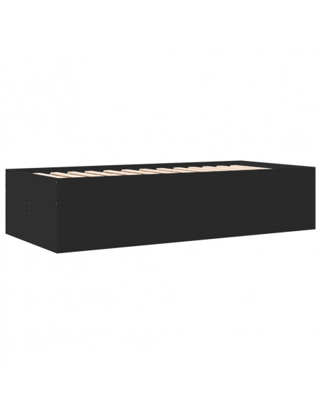 Divano Letto con Cassetti Nero 90x200 cm in Legno Multistrato
