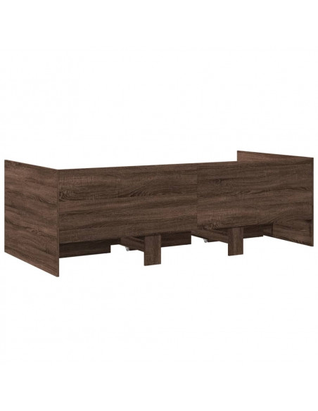 Divano Letto con Cassetti Rovere Marrone 75x190 cm Multistrato