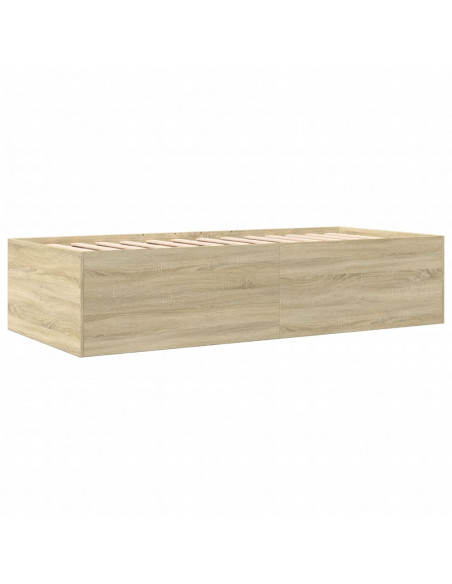 Divano Letto con Cassetti Rovere Sonoma 90x200 cm Multistrato