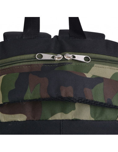 Zaino da Scuola 40L Nero e Mimetico