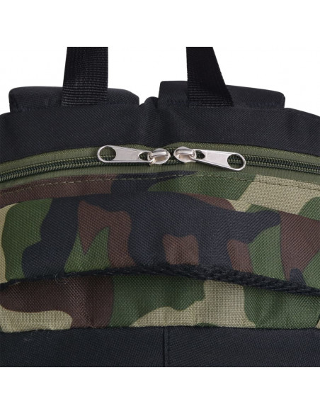 Zaino da Scuola 40L Nero e Mimetico