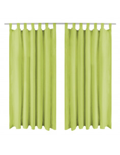 2 Pz Tende in Micro Raso con Passanti 140x175 cm Verdi 2