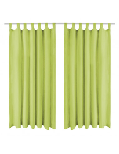 2 Pz Tende in Micro Raso con Passanti 140x175 cm Verdi