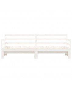 Divano Letto con Letto Estraibile Bianco 90x200cm Massello Pino 2