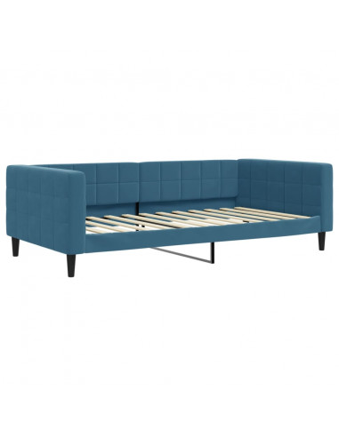 Divano Letto con Letto Estraibile Blu 100x200 cm in Velluto