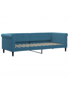 Divano Letto con Letto Estraibile Blu 80x200 cm in Velluto