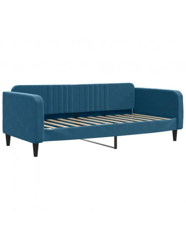 Divano Letto con Letto Estraibile Blu 90x200 cm in Velluto