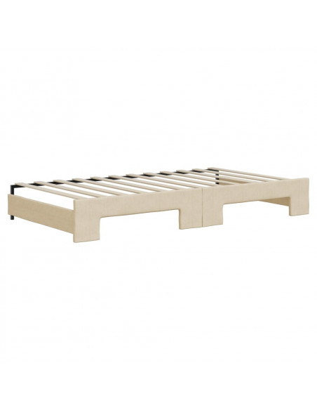 Divano Letto con Letto Estraibile Crema 100x200 cm in Tessuto