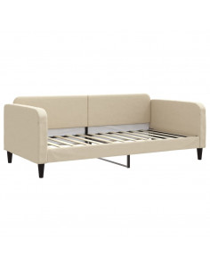 Divano Letto con Letto Estraibile Crema 100x200 cm in Tessuto