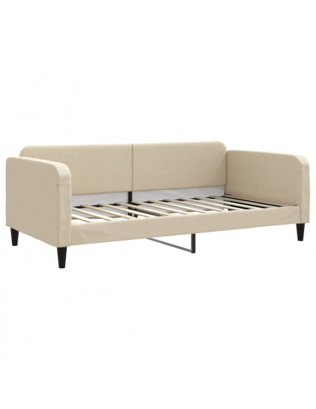 Divano Letto con Letto Estraibile Crema 100x200 cm in Tessuto
