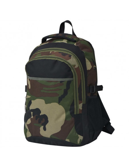 Zaino da Scuola 40L Nero e Mimetico