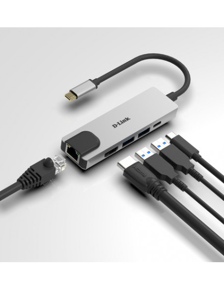 D-Link DUB-M520 replicatore di porte e docking station per laptop Cablato Thunderbolt 3 Alluminio