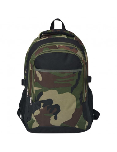 Zaino da Scuola 40L Nero e Mimetico