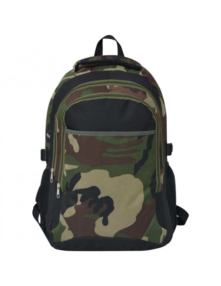 Zaino da Scuola 40L Nero e Mimetico