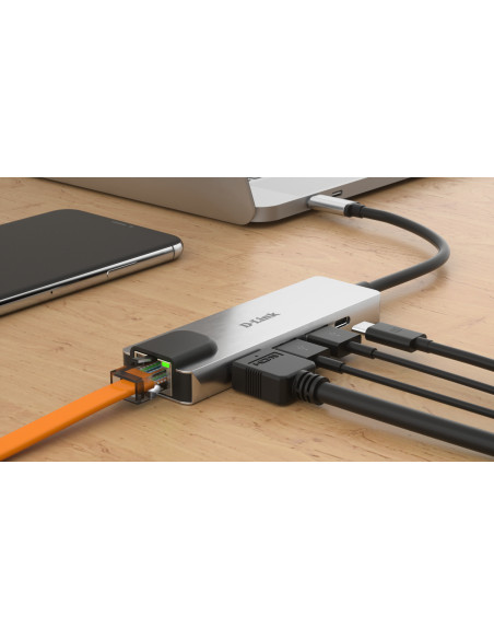 D-Link DUB-M520 replicatore di porte e docking station per laptop Cablato Thunderbolt 3 Alluminio