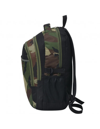 Zaino da Scuola 40L Nero e Mimetico