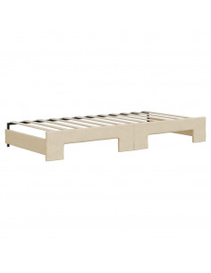 Divano Letto con Letto Estraibile Crema 90x200 cm in Tessuto 2