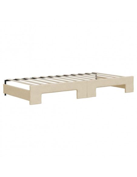 Divano Letto con Letto Estraibile Crema 90x200 cm in Tessuto