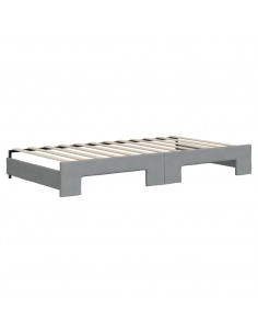 Divano Letto con Letto Estraibile Grigio Chiaro 100x200 Tessuto 2