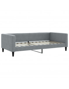 Divano Letto con Letto Estraibile Grigio Chiaro 100x200 Tessuto 2