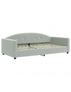 Divano Letto con Letto Estraibile Grigio Chiaro 100x200 Velluto 2