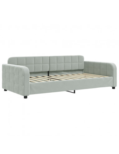 Divano Letto con Letto Estraibile Grigio Chiaro 100x200 Velluto
