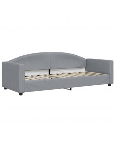 Divano Letto con Letto Estraibile Grigio Chiaro 80x200 Tessuto 2