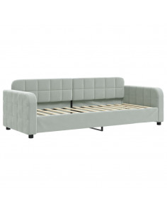 Divano Letto con Letto Estraibile Grigio Chiaro 80x200 Velluto 2
