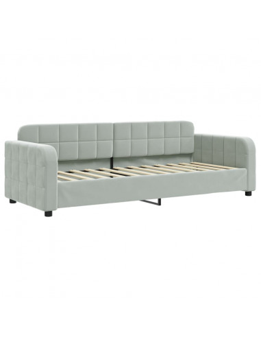 Divano Letto con Letto Estraibile Grigio Chiaro 80x200 Velluto