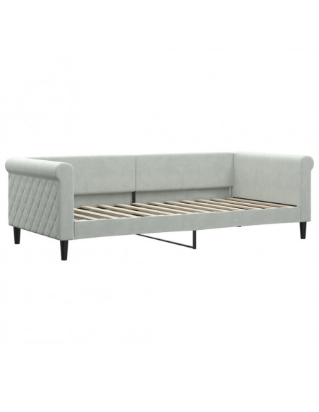 Divano Letto con Letto Estraibile Grigio Chiaro 90x200 Velluto