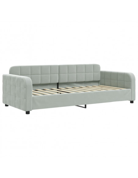 Divano Letto con Letto Estraibile Grigio Chiaro 90x200 Velluto