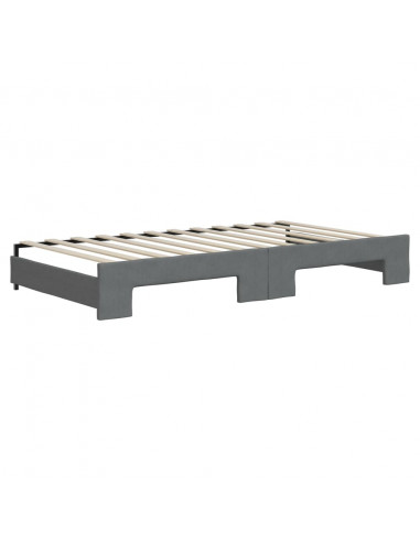Divano Letto con Letto Estraibile Grigio Scuro 100x200 Tessuto