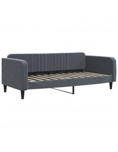 Divano Letto con Letto Estraibile Grigio Scuro 100x200 Velluto 2