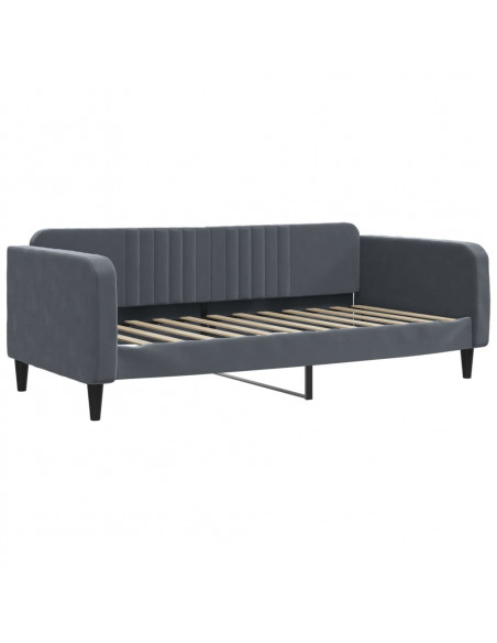 Divano Letto con Letto Estraibile Grigio Scuro 100x200 Velluto