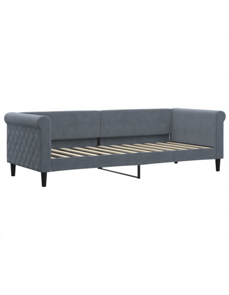 Divano Letto con Letto Estraibile Grigio Scuro 80x200cm Velluto