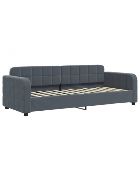 Divano Letto con Letto Estraibile Grigio Scuro 80x200cm Velluto