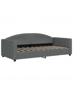 Divano Letto con Letto Estraibile Grigio Scuro 90x190cm Tessuto