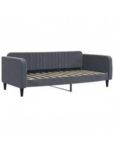 Divano Letto con Letto Estraibile Grigio Scuro 90x200cm Velluto