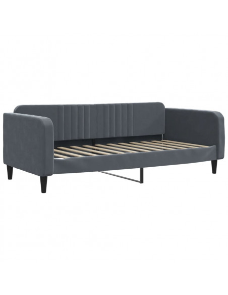 Divano Letto con Letto Estraibile Grigio Scuro 90x200cm Velluto