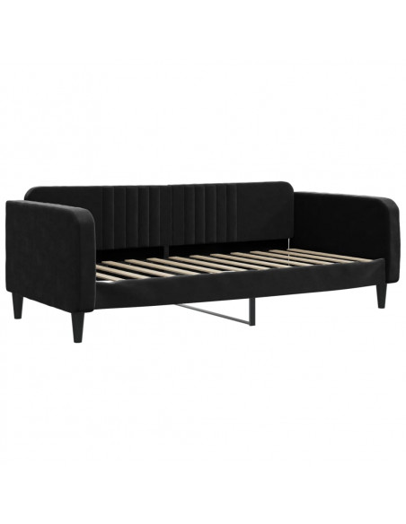 Divano Letto con Letto Estraibile Nero 100x200 cm in Velluto