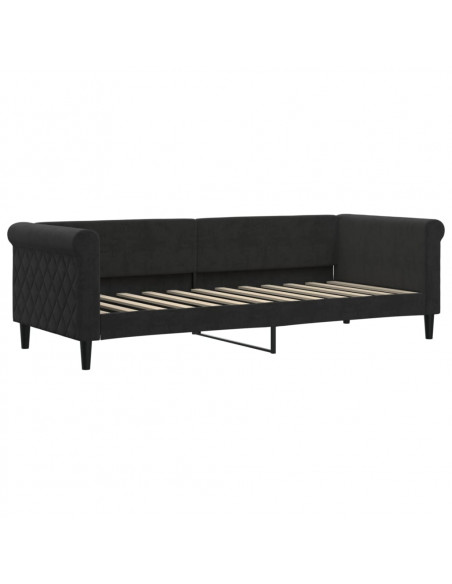 Divano Letto con Letto Estraibile Nero 80x200 cm in Velluto