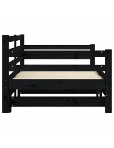 Divano Letto con Letto Estraibile Nero 80x200cm Massello Pino 2