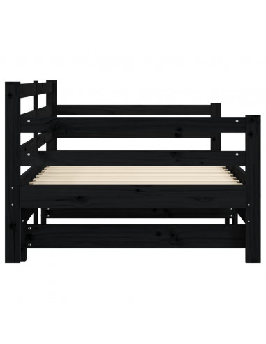 Divano Letto con Letto Estraibile Nero 80x200cm Massello Pino