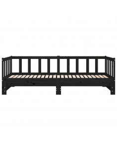 Divano Letto con Letto Estraibile Nero 90x200cm Massello Pino 2
