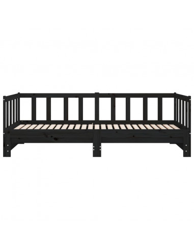 Divano Letto con Letto Estraibile Nero 90x200cm Massello Pino