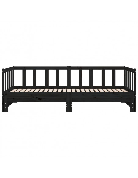 Divano Letto con Letto Estraibile Nero 90x200cm Massello Pino