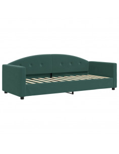 Divano Letto con Letto Estraibile Verde Scuro 80x200cm Velluto 2